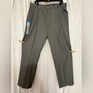 Haggar Gray Dress Pants with Straight Leg and Flat Front